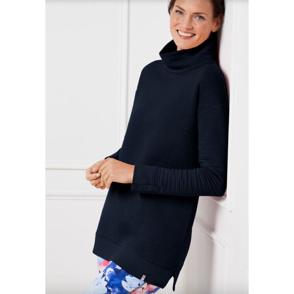 T by Talbots Womens Ottoman Quilted Mockneck Pullover, Small